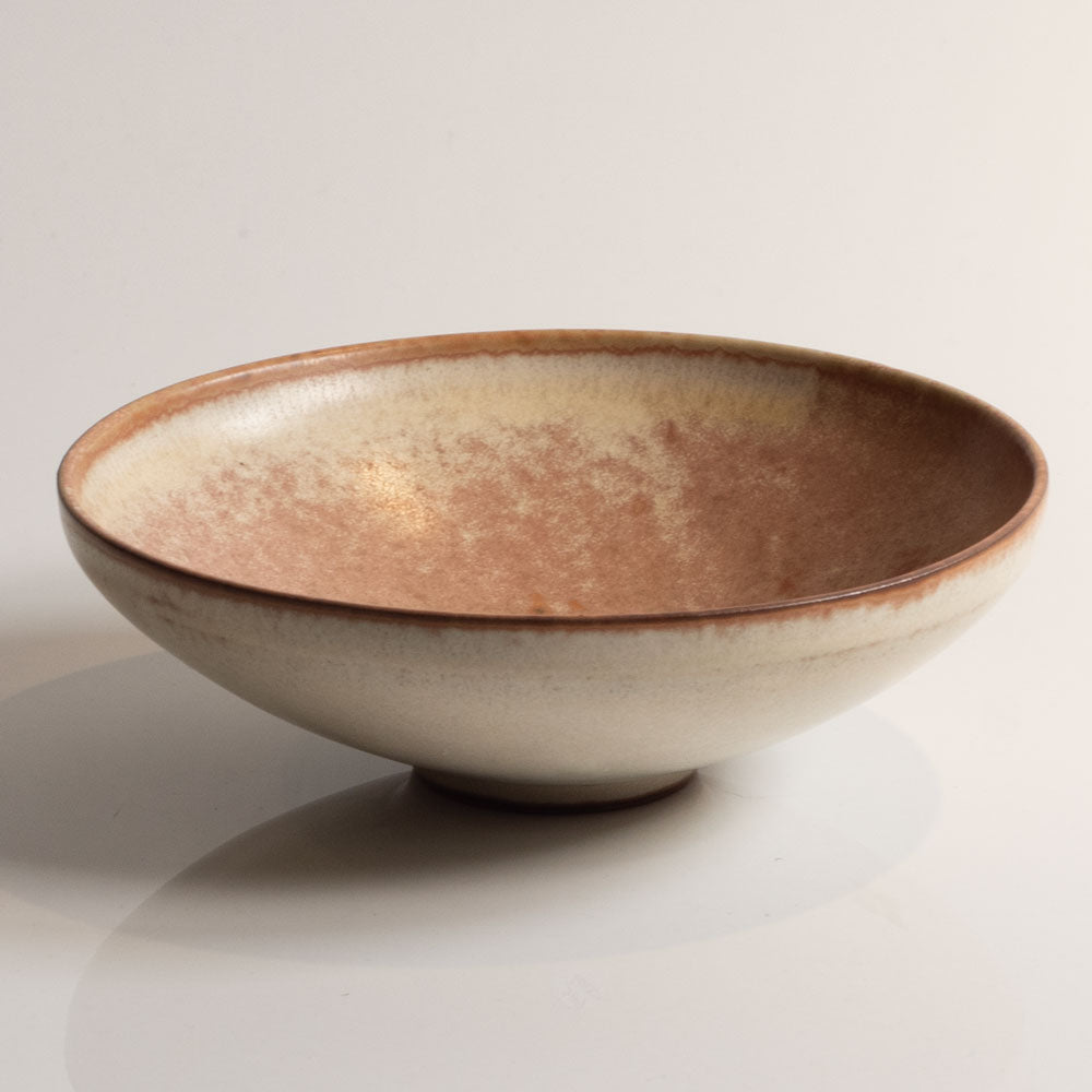 Nils Thorsson for Royal Copenhagen, Denmark, stoneware bowl with pink and white glaze L3399