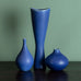 Stig Lindberg for Gustavsberg, group of "Vitrin" stoneware vases with blue glaze