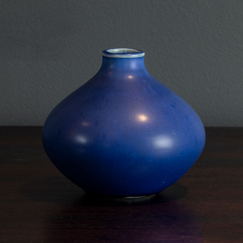 Stig Lindberg for Gustavsberg, "Vitrin" stoneware vase with blue matte glaze H1655
