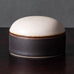 Ursula Scheid, Germany, unique stoneware lidded bowl/jar with dark brown and off-white glaze K2791