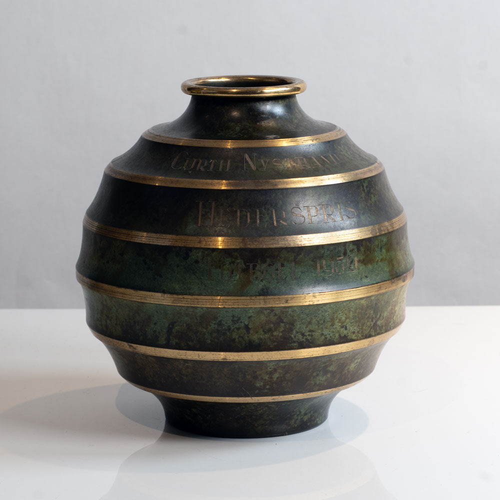SVM, Sweden, ribbed vase in light bronze K2461