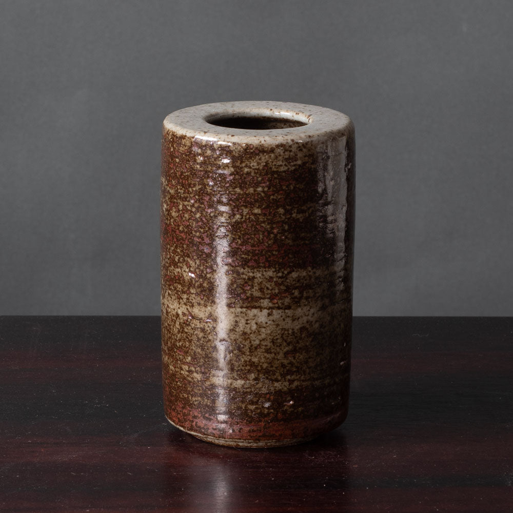 Per Linnemann-Schmidt for Palshus, Denmark, chamotte stoneware vase with brown glaze K2380