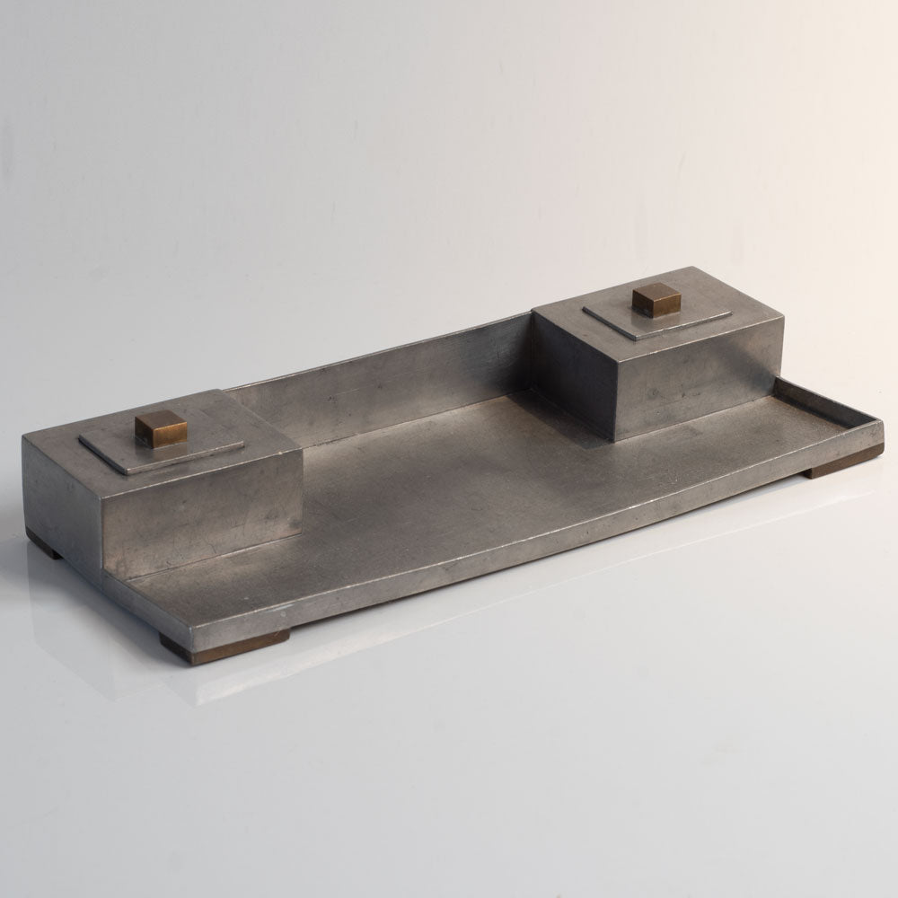 CG Hallberg, Sweden, pewter inkwell desk tray K2756