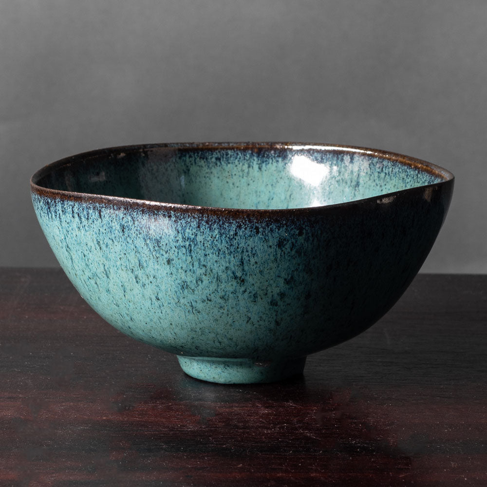 Wilhelm G. Albouts, Germany, stoneware bowl with glossy turquoise glaze N9618