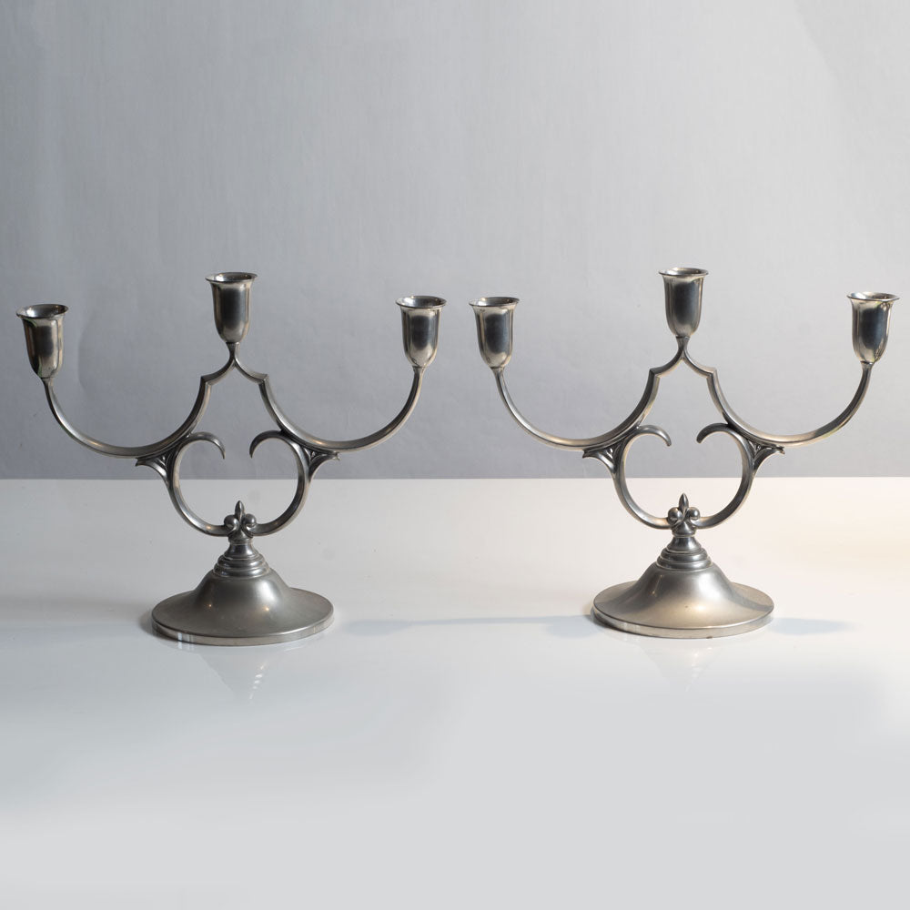 Pair of Swedish pewter candelabras for GAB K2770