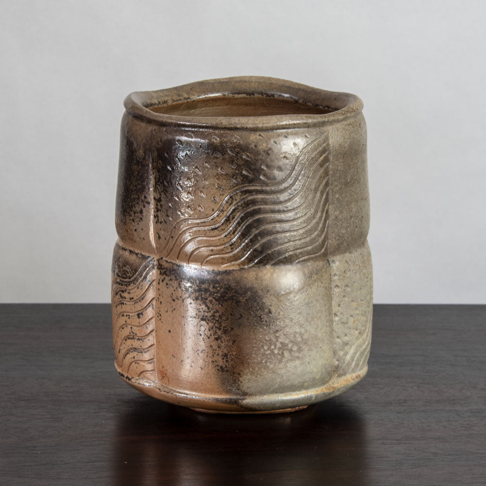 Horst Kerstan, Germany, unique stoneware  vase with light brown glaze