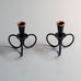 Gunnar Ander for Ystad-Metall, Sweden, pair of small black painted metal candle holder J1412