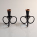 Gunnar Ander for Ystad-Metall, Sweden, pair of small black painted metal candle holder J1412