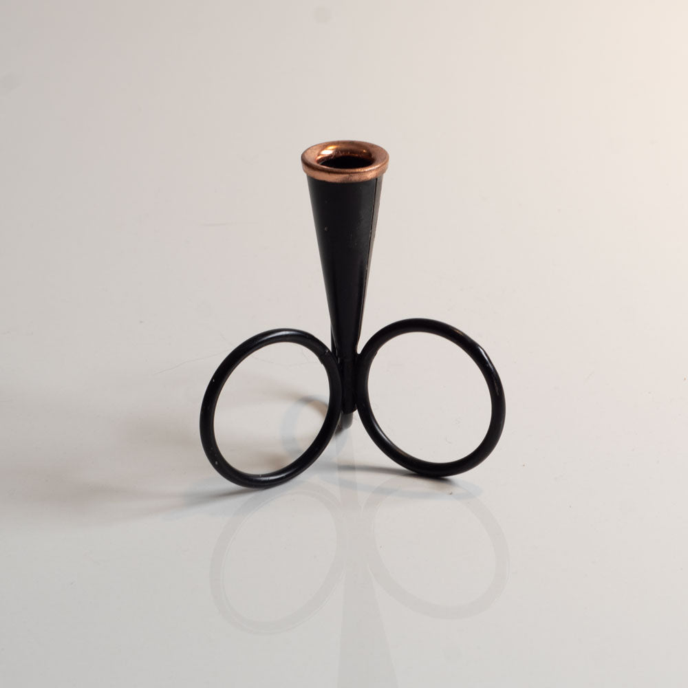Gunnar Ander for Ystad-Metall, Sweden, small black painted metal candle holder J1411