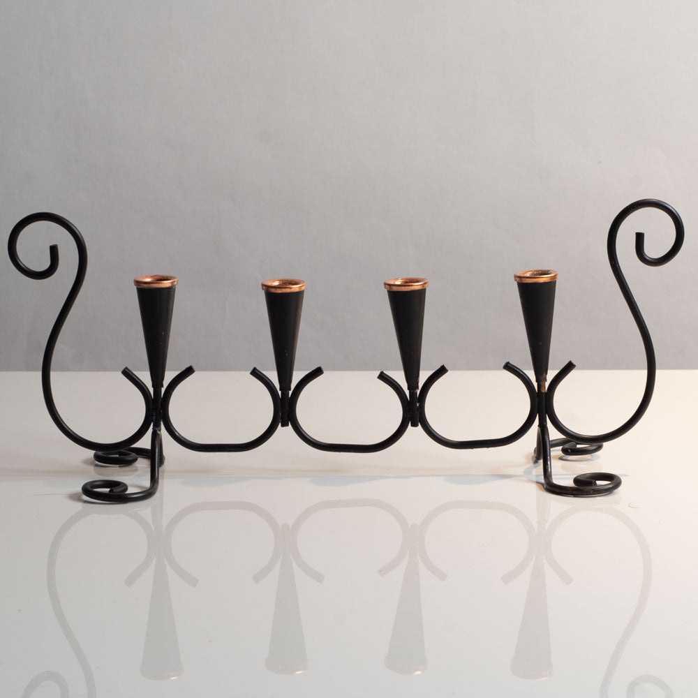 Gunnar Ander for Ystad-Metall, Sweden, black painted metal candelabra J1410