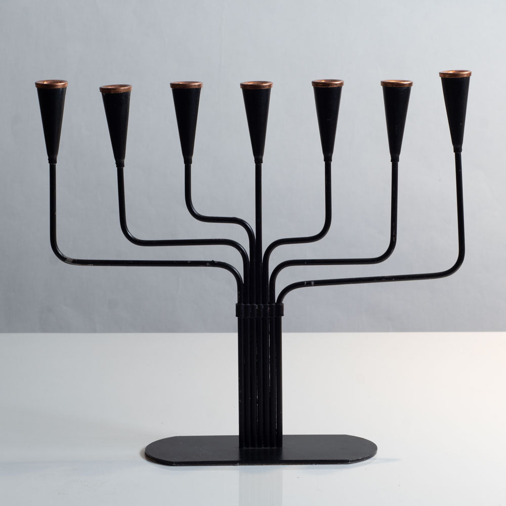 Gunnar Ander for Ystad Metall, Sweden, black painted metal candelabra J1407