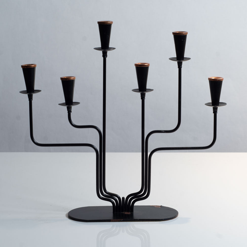 Gunnar Ander for Ystad Metall, Sweden, black painted metal candelabra J1408