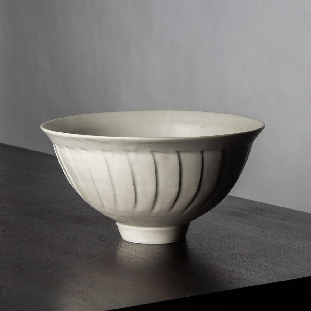 David Leach, Lowerdown Pottery, UK, unique porcelain bowl with white glaze H1446
