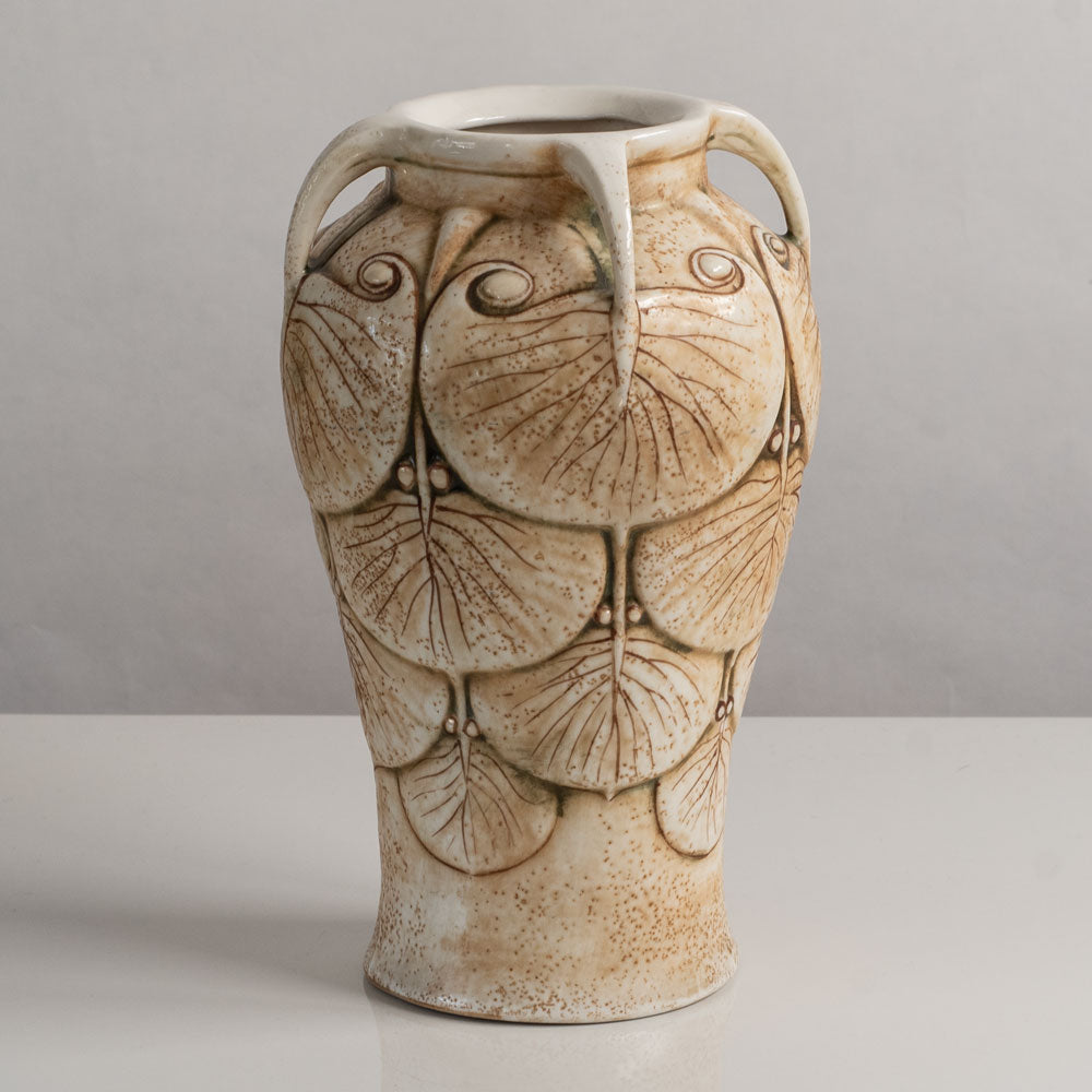 Ernst Wahliss for Turn-Teplitz, Austria, porcelain carved vase M4127