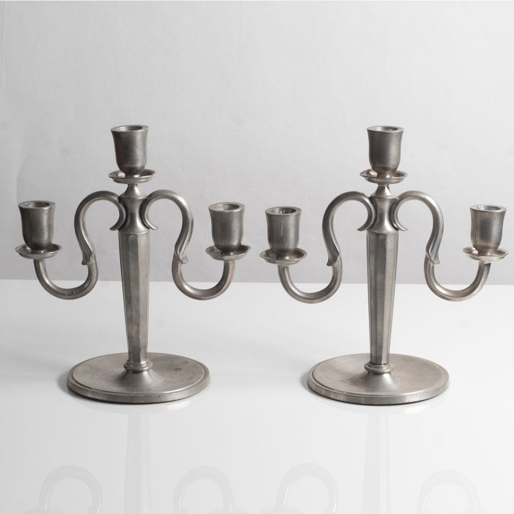 GAB, Sweden, pair of pewter candelabras K2535