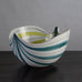 Stig Lindberg for Gustavsberg, "Faience" earthenware bowl with green and yellow stripes J1024