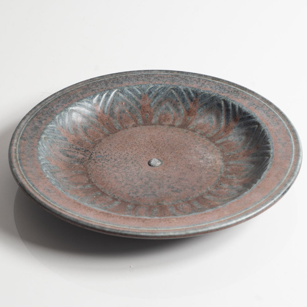 Gunnar Nylund for Rörstrand, Sweden, ceramic dish with blue and red matte glaze H1431