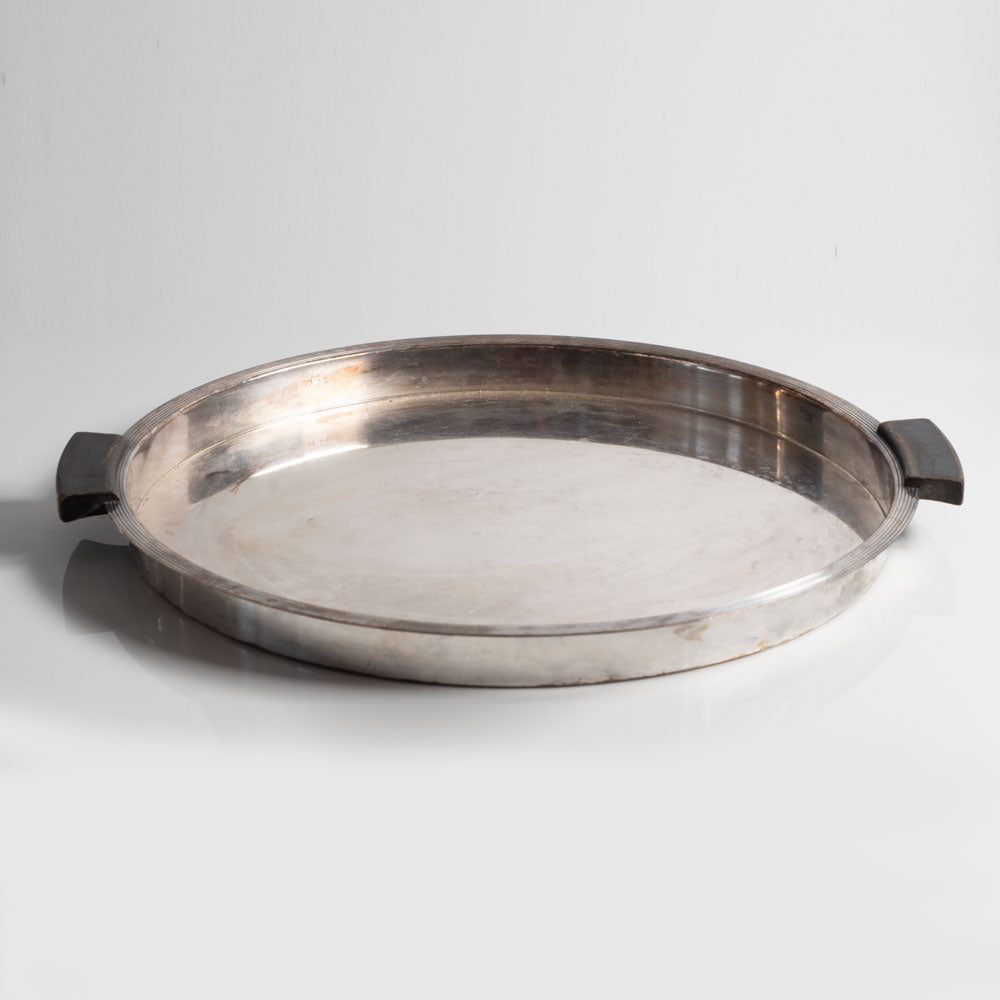 GAB, Sweden, silver plated tray with ebonized wooden handles L3387