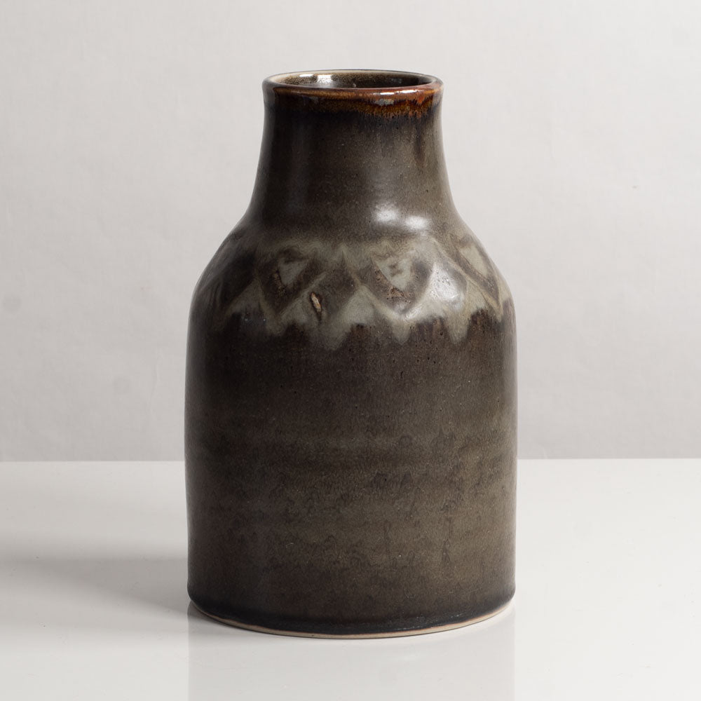 Carl Harry Stålhane for Rörstrand, Sweden, unique stoneware vase with brown glaze L3936