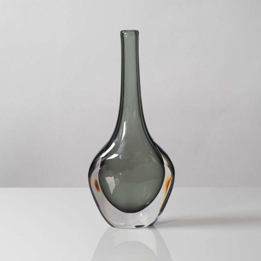 Nils Landberg for Orrefors, Sweden, gray glass "Sommerso" vase L3027