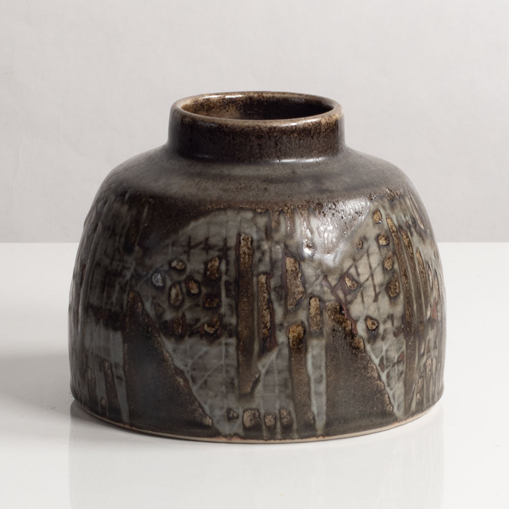 Carl Harry Stålhane for Rörstrand, Sweden, unique stoneware vase with brown glaze L3937