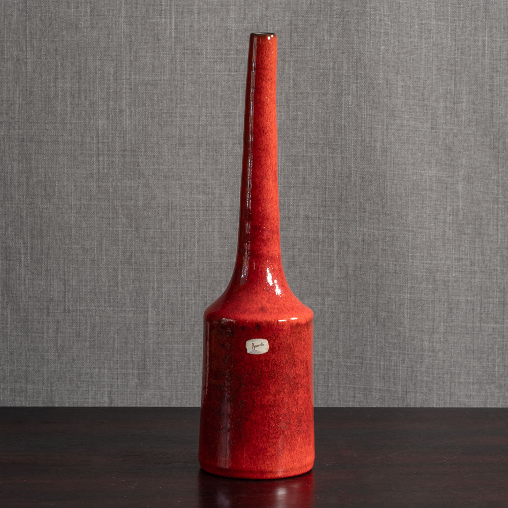 Jaap Ravelli, the Netherlands, long necked earthenware vase with red glaze M4128
