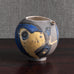 Beate Kuhn, Germany, unique stoneware pitcher with gray yellow and blue glaze L3979