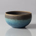 Stig Lindberg for Gustavsberg, Sweden, unique stoneware bowl with pale brown and blue glaze K2050