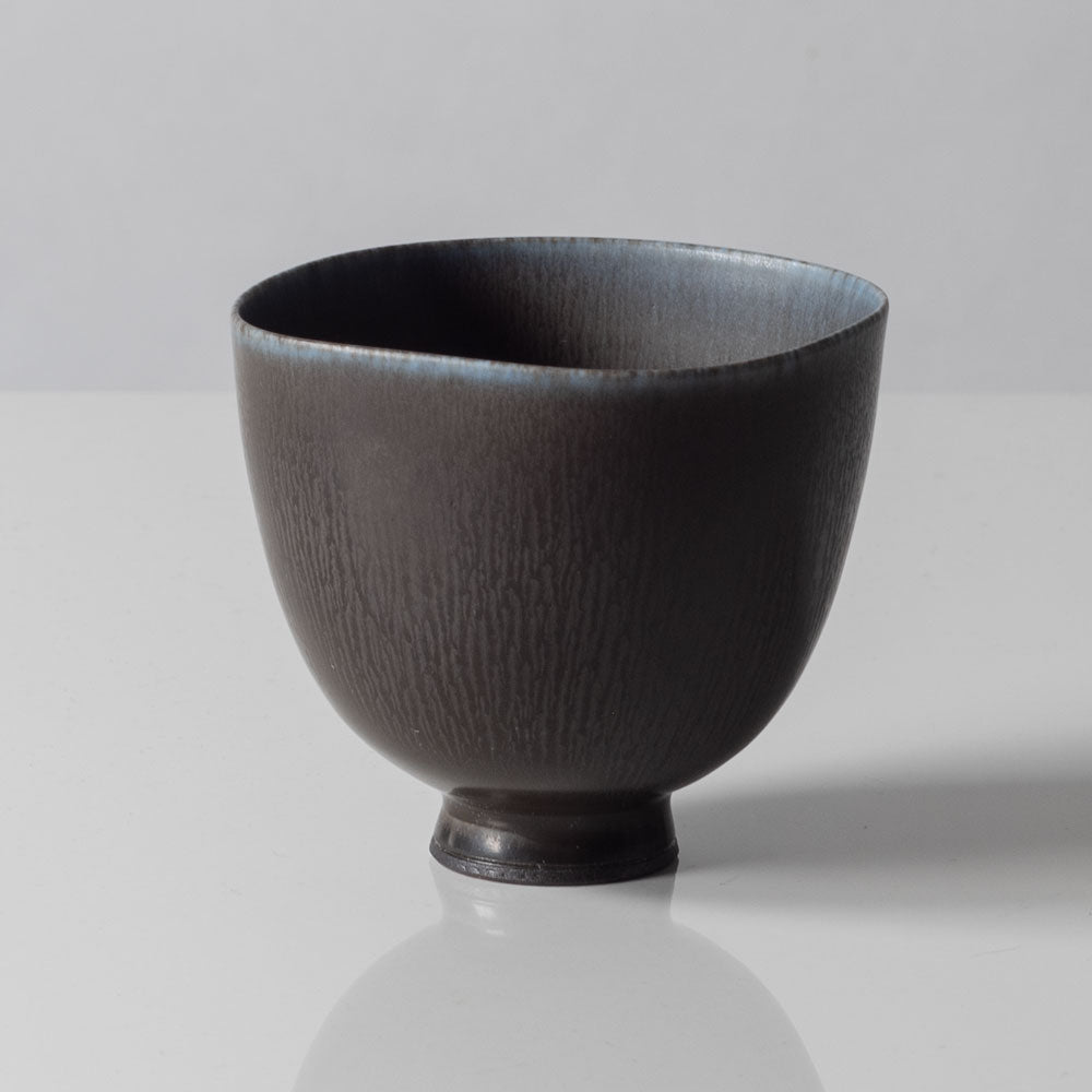 Berndt Friberg for Gustavsberg, Sweden, unique stoneware bowl with gray glaze K2915