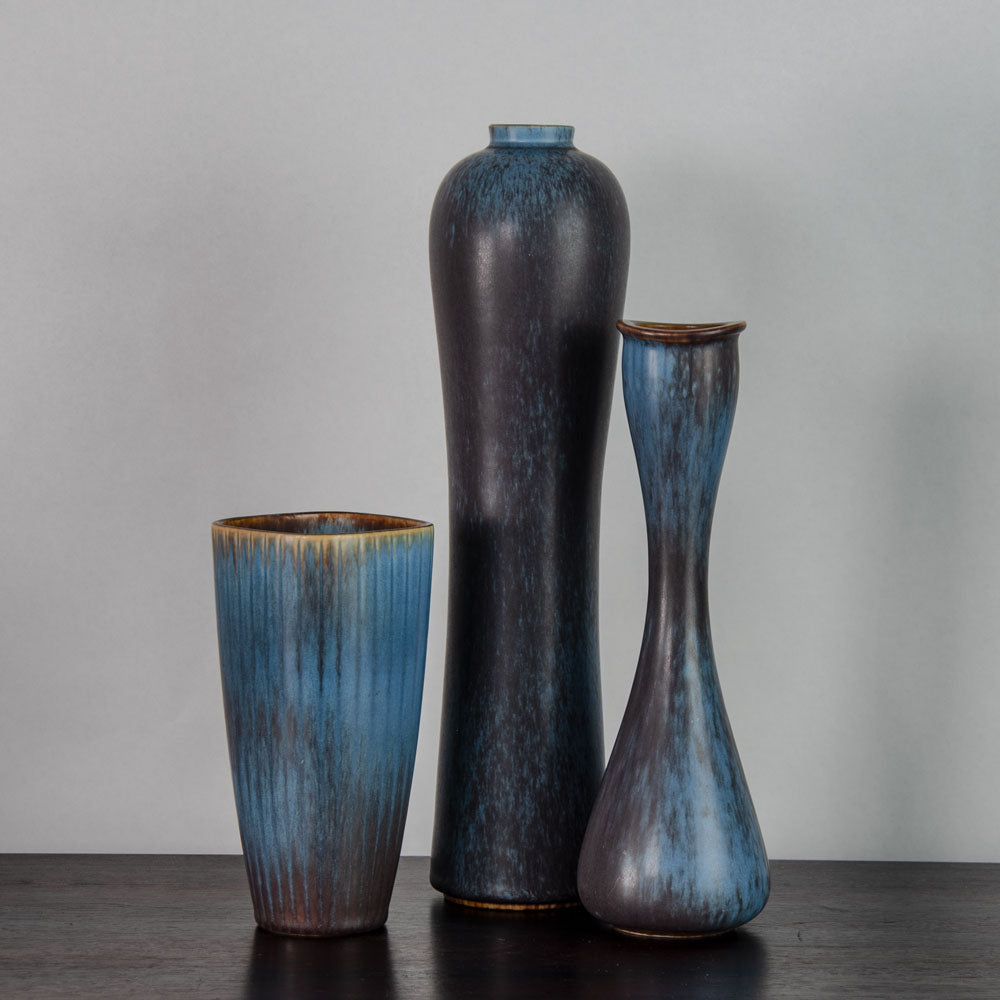 Group of blue and brown vases by Gunnar Nylund for Rorstrand, Sweden