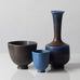 Group of bowl and vase with blue glaze by Berndt Friberg for Gustavsberg, Sweden