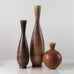 Group of three vases with  brown haresfur glaze by Berndt Friberg for Gustavsberg, Sweden