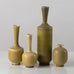 Group of four vases with yellow haresfur glaze by Berndt Friberg for Gustavsberg, Sweden