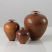 Three vases with reddish brown glaze by Berndt Friberg for Gustavsberg