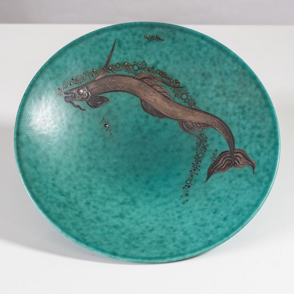 Wilhelm Kage for Gustavsberg, Sweden, "Argenta" bowl with fish M4080