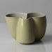 Beate Kuhn, Germany, sculptural lobed vessel with matte yellow glaze K2889