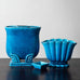 Three chamotte vessels with turquoise glaze by Gunnar Nylund for Rörstrand, Sweden