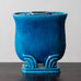 Gunnar Nylund for Rörstrand, Sweden, stoneware flower frog/vase with glossy blue glaze J1558