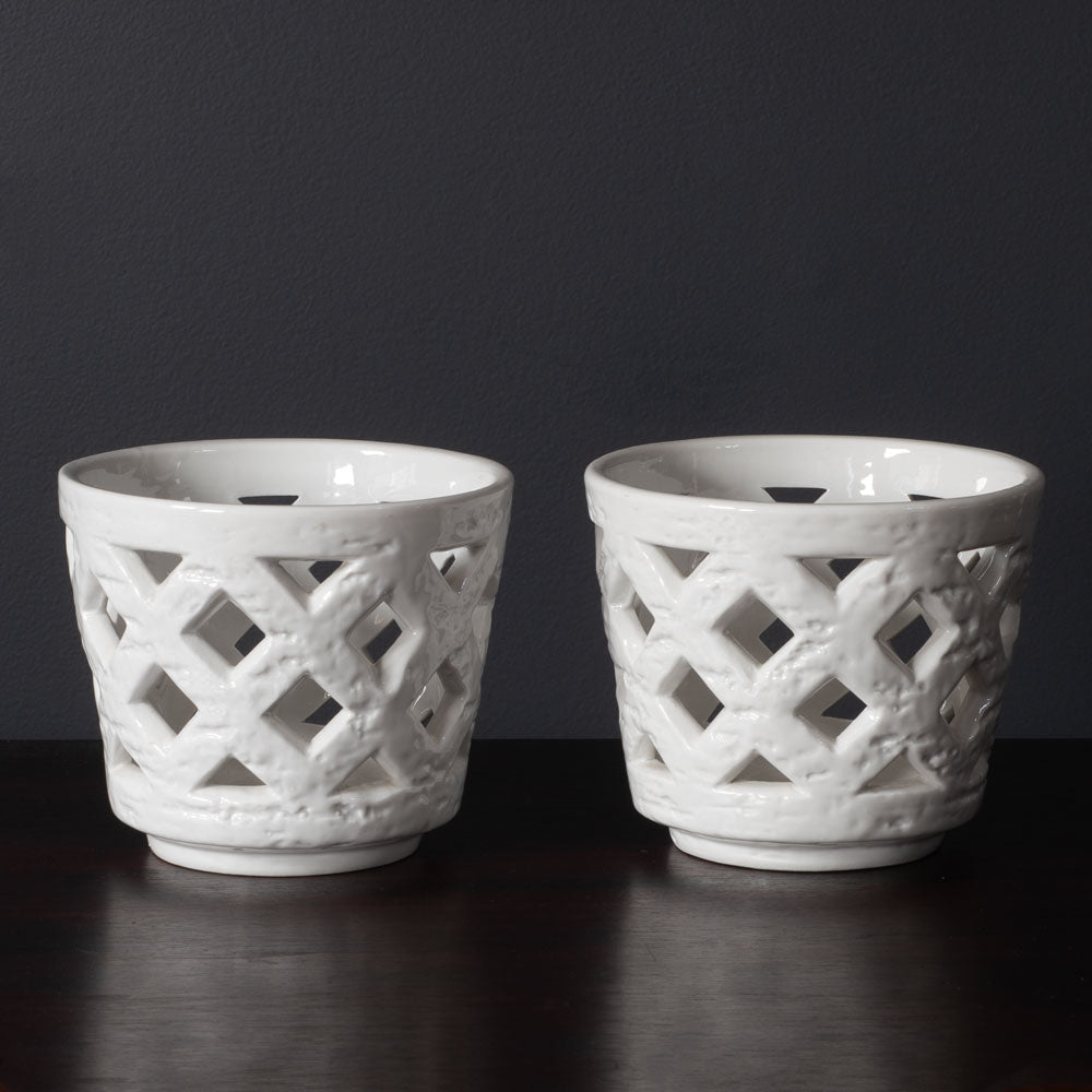 Pair of ceramic baskets by Gunnar Nylund for Rorstrand, Sweden