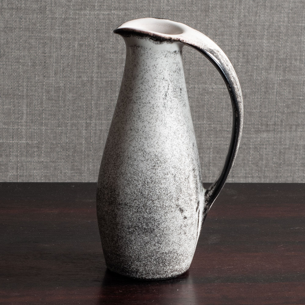 Nils Kähler for Kähler Keramik, Denmark, handled jug with black and white glaze M4163