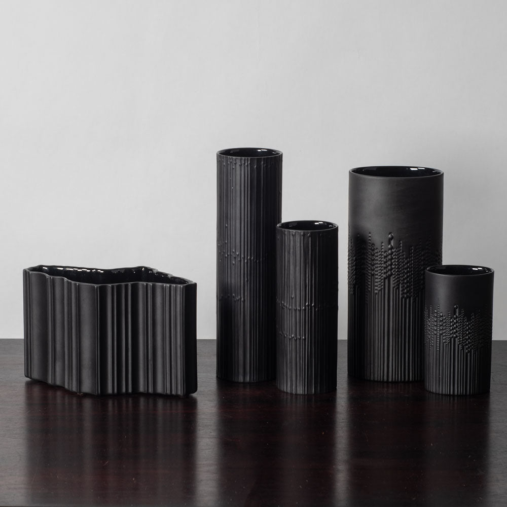 Tapio Wirkkala for Rosenthal, Germany, five vases with black glaze