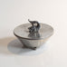 Swedish pewter footed, lidded jar with fish figure handle M4194