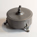 Swedish pewter footed, lidded jar with figure handle C3819