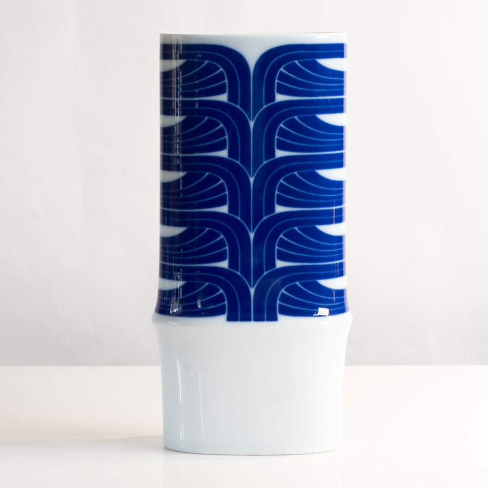 Large vase with glossy white glaze and blue patterning for Rosenthal, Germany L3156