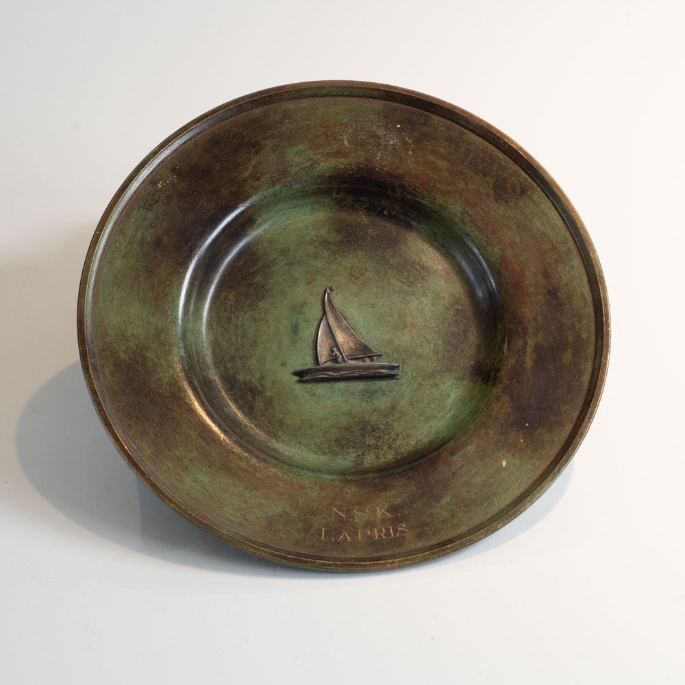 Swedish, bronze dish with ship motif L3552
