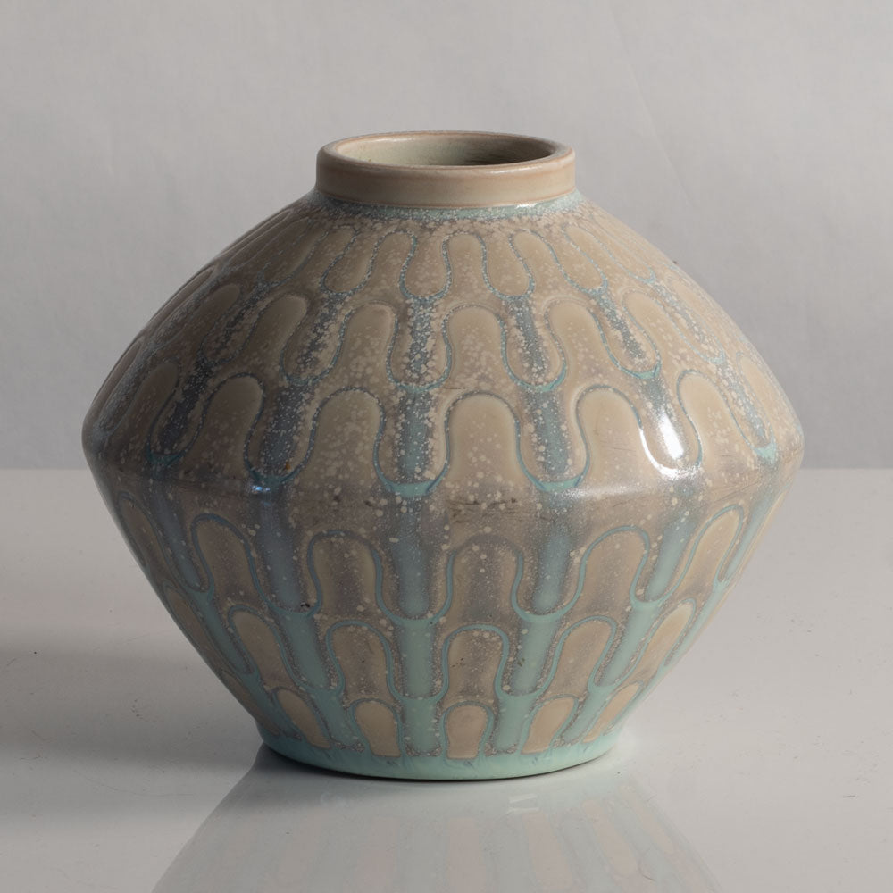 Stig Lindberg for Gustavsberg, unique stoneware vase with impressed pattern M4183