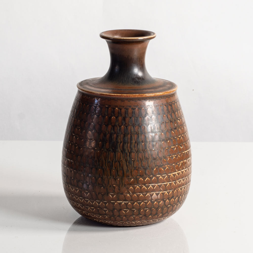 Stig Lindberg  for Gustavsberg, unique stoneware vase with matte brown glaze M4237