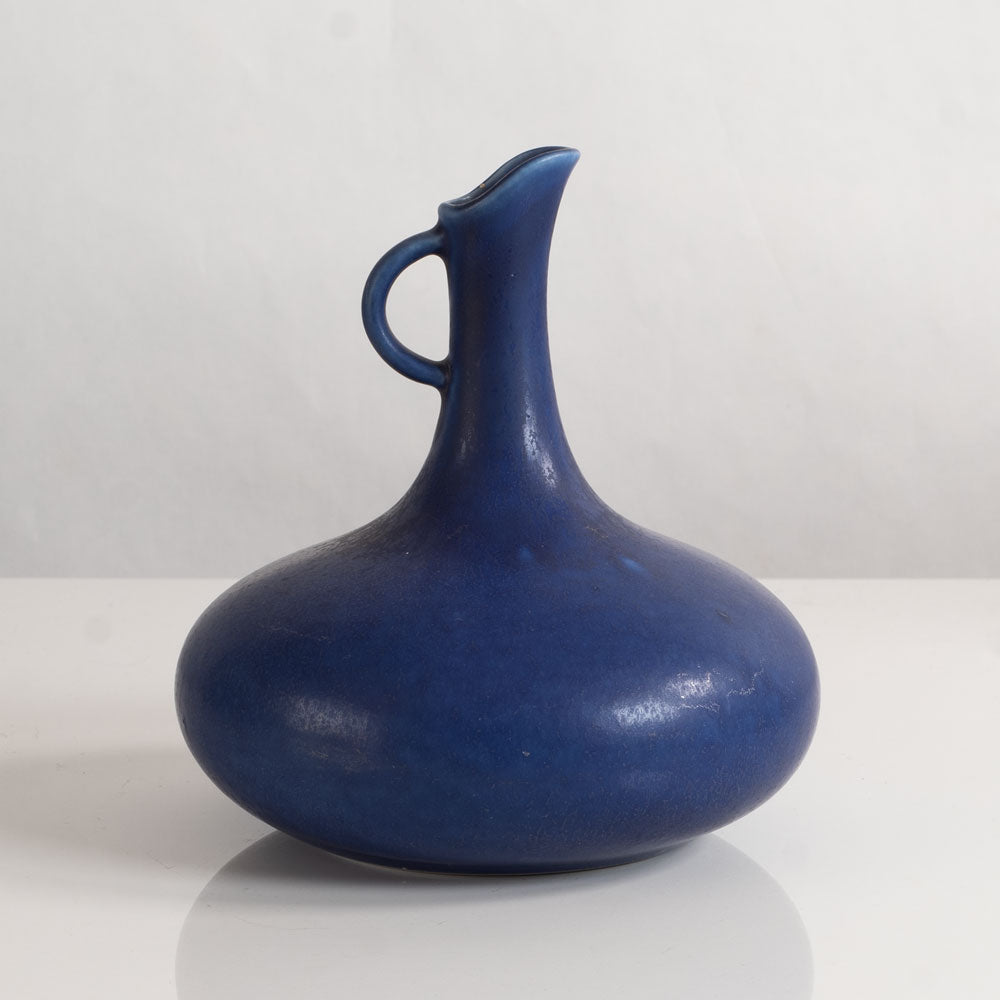 Carl Harry Stålhane for Rörstrand, Sweden, stoneware pitcher with blue haresfur glaze M4045