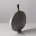 Ingeborg and Bruno Asshoff, Germany, unique stoneware flattened bottle vase with brown and off-white glaze K2901