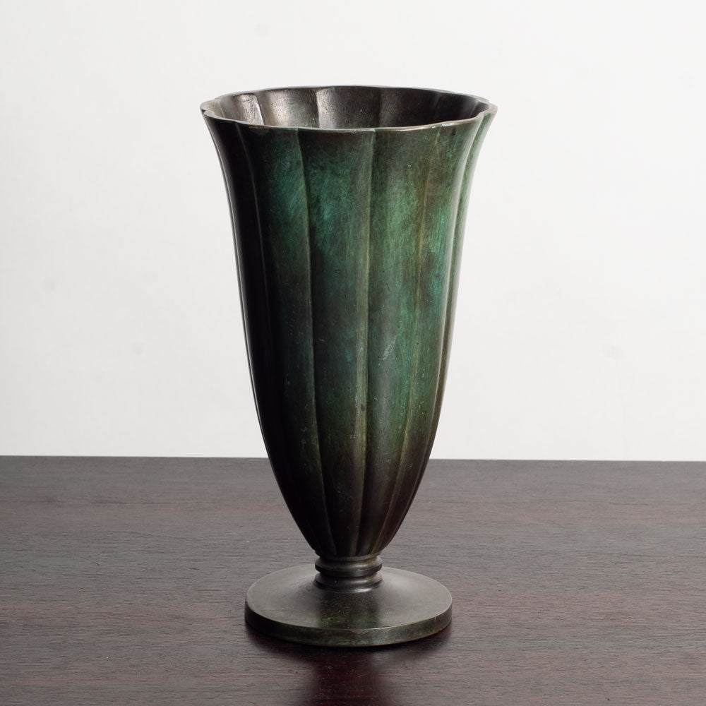 Just Andersen for GAB, bronze scalloped footed vase, Sweden M4272
